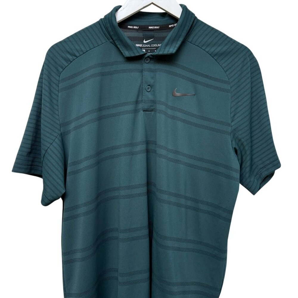 NIKE Golf  Polo Shirt Mens Large Green Performance Short Sleeve Zonal Cooling